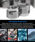 10 Piece Stainless Steel Self Tapping Thread Insert Repair Kit With Nine Styles For Auto Rail Vehicle Shipbuilding Construction Machinery Inner M5x0.8 Outer M8x1.0 Length 7mm, close-up
