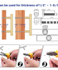 Diagram showing installation of 5 Pack Brass Champagne Gold Square Cabinet Pulls, 4 Inch Length, with screws and thickness options.