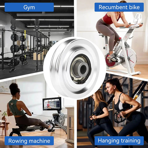 Aluminum Pulley Wheels For Cable Machines, 2 Pack Universal Bearing Wheels For Home Gym Attachments, 70mm Bore, Smooth Glide, Easy Swap, Durable Alloy Construction For Quiet, Reliable Workouts used in gym and bike setups