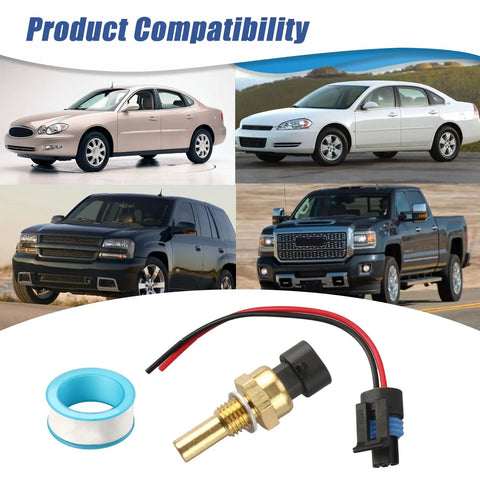 Solid Plug Engine Coolant Temperature Sensor With Pigtail Connector For Chevy Tahoe Silverado GMC Sierra Yukon Buick LaCrosse on vehicles.