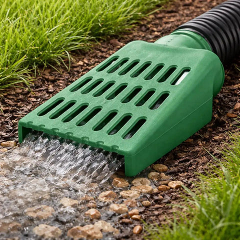 Downspout And Sump Pump Discharge Extension For Yard Drainage, Low Profile Ground Level Drain Grate With Waterproof Protection, No Fuss Setup Fits 3 Inch Or 4 Inch Drain Pipe
