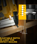Slick 2In1 Cordless Brad Nailer And Staple Gun Works With 20V Batteries showing adjustable depth settings for precise nailing.