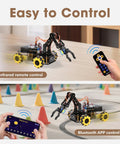 Programmable Robotic Arm Kit With 5DOF For Kids And Teens, ESP32 Arduino Python Blockly Coding, App Control And Remote, STEM DIY Gift For Ages 8-16 And Up, Learn To Grab, Lift, And Place Objects; infrared remote control and Bluetooth app