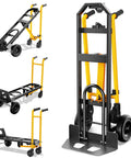 Heavy Duty 4 In 1 Convertible Hand Truck Dolly Cart With Wheels, Non Slip Handle For Moving Gear, different angles showcasing its versatility.