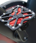 Black and red Peloton Pedal Converters For Regular Shoes With No Slip Platform Pedals For Peloton Bike And Bike Plus