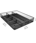 Durable Metal Mesh Desk Organizer With Six Compartments Anti Slip Pen Holder Storage Tray For Office Supplies And Home Use Black Finish Pro Vibe For Pens Pencils Scissors Clips Sticky Notes And Small Accessories To Keep Your Desktop Clean And Ready