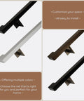 Built Tough Aluminum Handrail Grab Bar 12 Feet Long with secure mounting brackets in black, white, and bronze finishes.