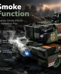 Beast Mode RC Tank With 360 Degree Turret 2.4GHz Remote showing smoke feature during realistic military action