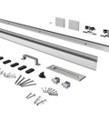 6Ft Sliding Barn Door Hardware Track Kit With Handles, Low Clearance Aluminum Alloy Box Rail Track In Silvery Finish