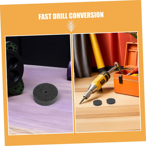 Six Pack Nylon Polishing Wheel Discs With 10Mm Hole on surface and drill for buffing wood and metal projects.