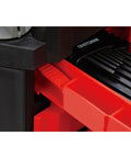 Close-up of spring-locked drawer mechanism in 230 Piece Hand Tool And Socket Set With 3 Drawer Tool Box For Auto Repair And Home Projects