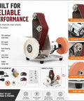 Badass Electric Belt Sander Featuring Adjustable Angle And Seven Speed Switches Spanning Four Thousand To Nine Thousand RPM for mini vertical polishing.