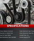 Close-up of Heavy Duty Power Steering Pump With Pulley Replacement For Nissan Frontier Pathfinder Xterra 2005 To 2012 Four Point Zero Liter Engine specifications.