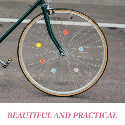 Colorful Flower Bike Spoke Beads Clip On Neon Glow In The Dark Decorations on bicycle wheel