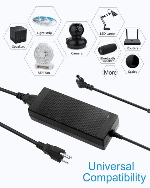 12V Power Supply 10A 120W AC Adapter Universal 100-240V 50/60Hz DC Converter With 5.5x2.5mm Output for various devices