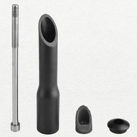 Quill Stem Riser Adapter for Bikes Aluminum 6061 with polished finish and components, elevates handlebar, 150mm, black