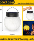 Lit 3D Moon Globe Solar Garden Lights 2 Pack With Warm White LEDs Waterproof Outdoor Decor for Lawn Patio