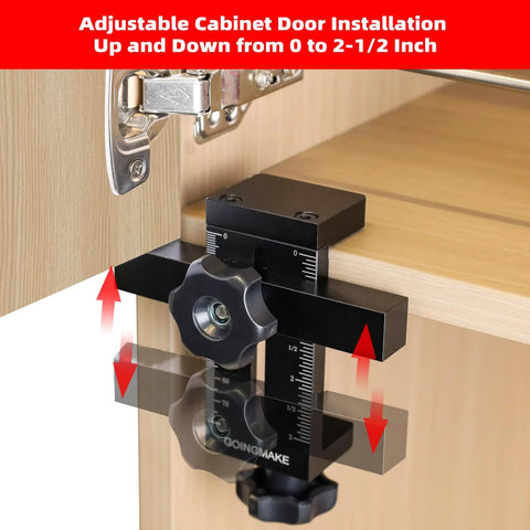 Cabinet Door Positioning Tool Jig With Quick Edge Positioner for adjustable mounting on frameless or face frame cabinets