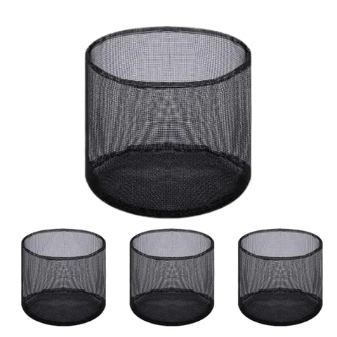 4 Pack Foldable Pond Plant Bags For Hyacinths And Lilies, black mesh baskets with porous root barrier, set against a white background.