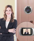 2.8 Inch LCD Digital Door Viewer Peephole And Video Doorbell Kit With Night Vision installed on door showing visitor image