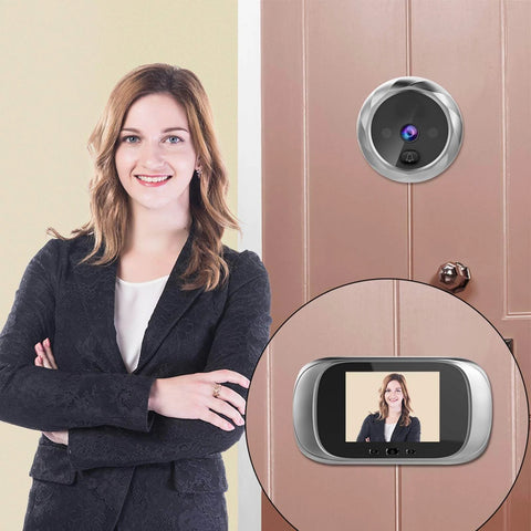 2.8 Inch LCD Digital Door Viewer Peephole And Video Doorbell Kit With Night Vision installed on door showing visitor image