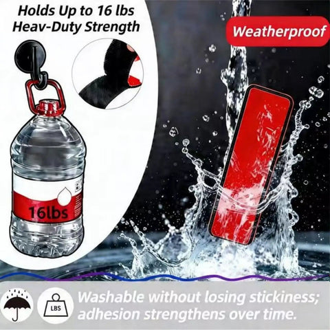 Heavy Duty Hook And Loop Strips With Adhesive Backing, 3.2x1.2 Inch Interlocking Fasteners demonstration of water resistance