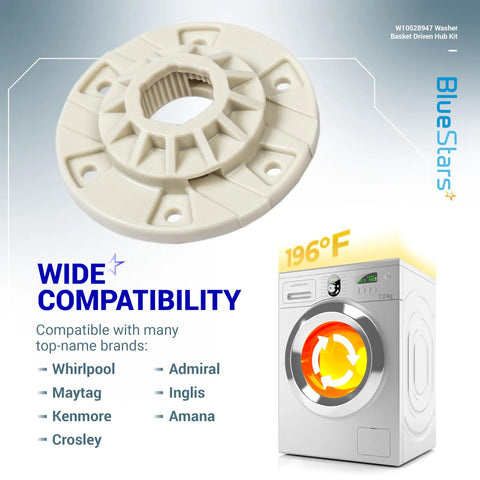 Washer Basket Driven Hub Kit Replacement For Maytag Whirlpool Kenmore Washers Replaces AP5665171 W10528947 MVWX655DW1 MVWC565FW1 Beefed Up Enhanced Design For Quiet Durable Performance