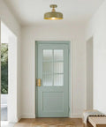 Modern Flush Mount Ceiling Light Fixture With Matte White Dome Shade in a bright foyer, 11.8 Inches, E26 Socket