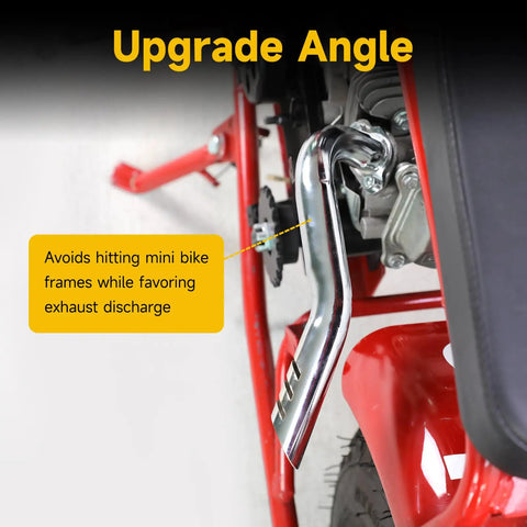 Mini Bike Exhaust Header Pipe Kit For Predator 212cc 224cc 196cc And Other OHV Clone Engines installed on a red frame