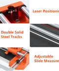 24 Inch Manual Tile Cutter With Double Rails For Ceramic And Porcelain Tiles, laser positioning, solid steel tracks