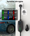 Premium Wall Mounted Level 2 EV Charger 24 Amp 240 Volt With Nema 10-30 Plug Plug And Play, showing LED status indicators.