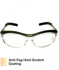 Safety Glasses With Built In Readers Plus 2.0 Diopter For Reading And Eye Protection ANSI Z87 Clear Lens Gray Frame Front View