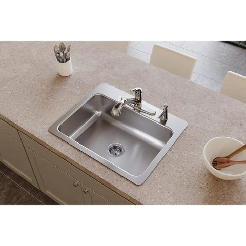 Dayton Single Bowl Stainless Steel Sink With Dual Mount Capability Drop In Or Undermount Slim Rim 27 Inch By 22 Inch By 8 Inch Durable Satin Finish