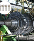 Four Shop Tested PHS6 Rod End Bearings Featuring Sharp Female Thread And Bulletproof Fish Eye Ball Joints on a turbine shaft.