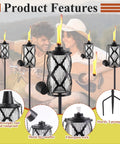 Six Pack Glass Citronella Torches For Outdoor Use 16 Oz Fuel 55 Inch Clear Glass Torches With 3 Prong Grounded Stakes For Garden Patio Lawn Party And Landscape Decor