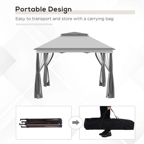 11 By 11 Pop Up Canopy With Screen Walls For Outdoor Use, Instant Gazebo Tent packed in carry bag, light gray design