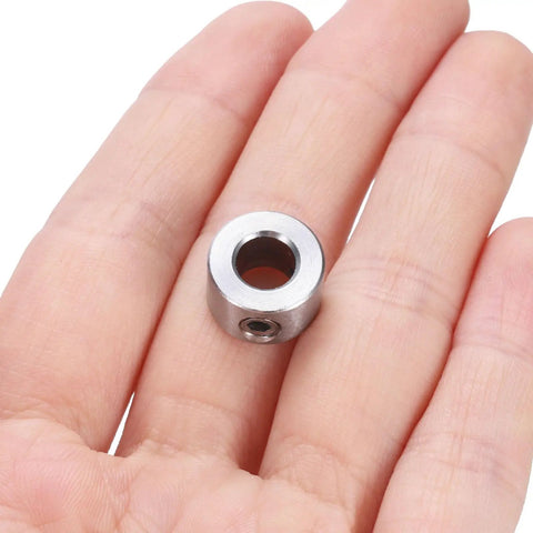 8 Piece Set Screw Shaft Collars For 1/4 Inch Bore 304 Stainless Steel 1/2 Inch Outer Diameter 5/16 Inch Width Axle Collar Clamp in hand