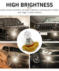 Fog Light Bulbs 12V 24W 3500K Warm White Ultra Bright Quartz Glass Shock Proof shown with cars in foggy conditions