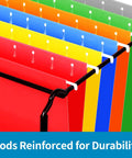 Bigtime Value 12 Pack Hanging File Folders Letter Size featuring adjustable tabs in vibrant color coding for easy sorting.