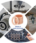 M12 Flat Washers Copper Drain Plug Gaskets Oil Crush Ring 25 Pack displayed with automotive gears and applications.