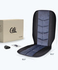 Back Massager Chair Pad With Heat, 10 Vibrating Motors for Office Chair and Home Use, shown with packaging and dimensions