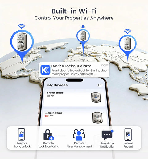 Smooth Operator WiFi Deadbolt Door Lock With Handle Set Keypad Entry Satin Nickel Finish App Control Fingerprint Access Straight Shot Install No Bridge Needed To Secure The Crib And Chill With Total Peace Of Mind