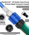 Upgraded 2025 Outdoor Patio Misting System With 3 Brass Nozzles, Leak Proof Hose Connector Details, Blue Quick Nipple Connector