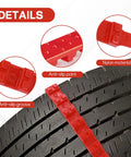 Wicked Strong 20 Pack Plastic Snow Tire Chains For Cars SUVs Trucks, nylon material shown on tire tread with anti-slip features.