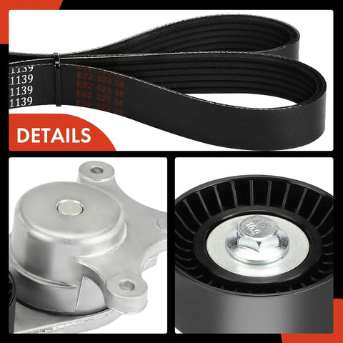 Engine Serpentine Belt Drive Kit With Tensioner For Ford And Lincoln Vehicles, showing belt and tensioner components.