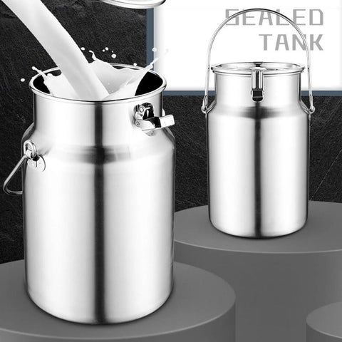 Beefy 304 Stainless Steel Water And Milk Can Jug With Sealed Lid Built To Last No Leak Design Odorless Rust Proof Five Point Three Quarts