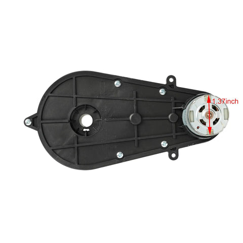 24V Gearbox With Electric Motor for kids ride on cars, black casing, high torque transmission, quiet operation, durable parts