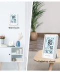 Indoor Outdoor Wireless Weather Station With 330 Foot Range No Fuss Digital Hygrometer Thermometer Battery Powered Temperature Gauge Humidity Monitor Clock And Backlight Inside Outside Readings On A Big Four Inch Display mounted on wall and on table