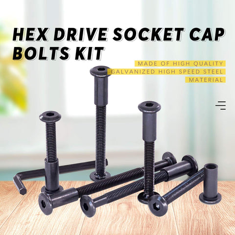 DIY Ready Black Hex Drive Socket Cap Bolts Kit With Barrel Nuts And Hex Key 120Pcs M6 Assortment 40 50 60 70 80mm Plus 60 Nuts