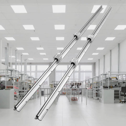 SBR20 1500mm Linear Guide Rail Kit With 4 SBR20UU Bearing Blocks for CNC Machines in a modern workshop setting